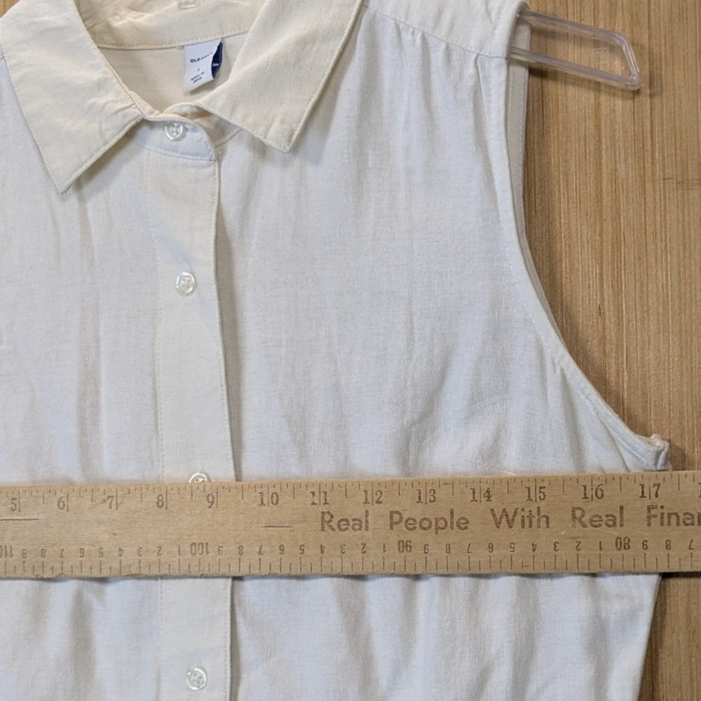 Old Navy Womens Boho Preppy Cottage White Linen Blend Eyelet Shirt Dress Small - Picture 6 of 8